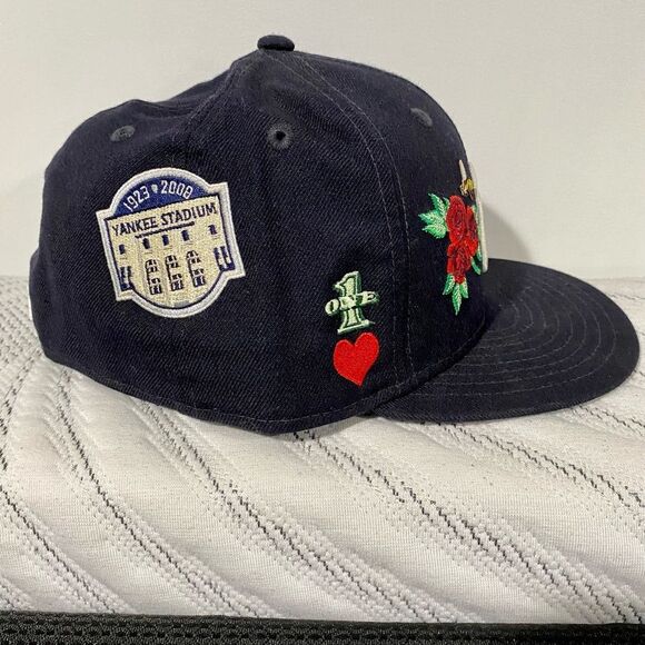 NEW ERA NY YANKEES ALL OVER PATCH 27x CHAMPIONSHIP WORLD SERIES FITTED HAT 7 1/2 - Picture 2 of 6